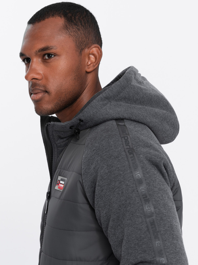 Men's mid-season jacket - dark grey C601