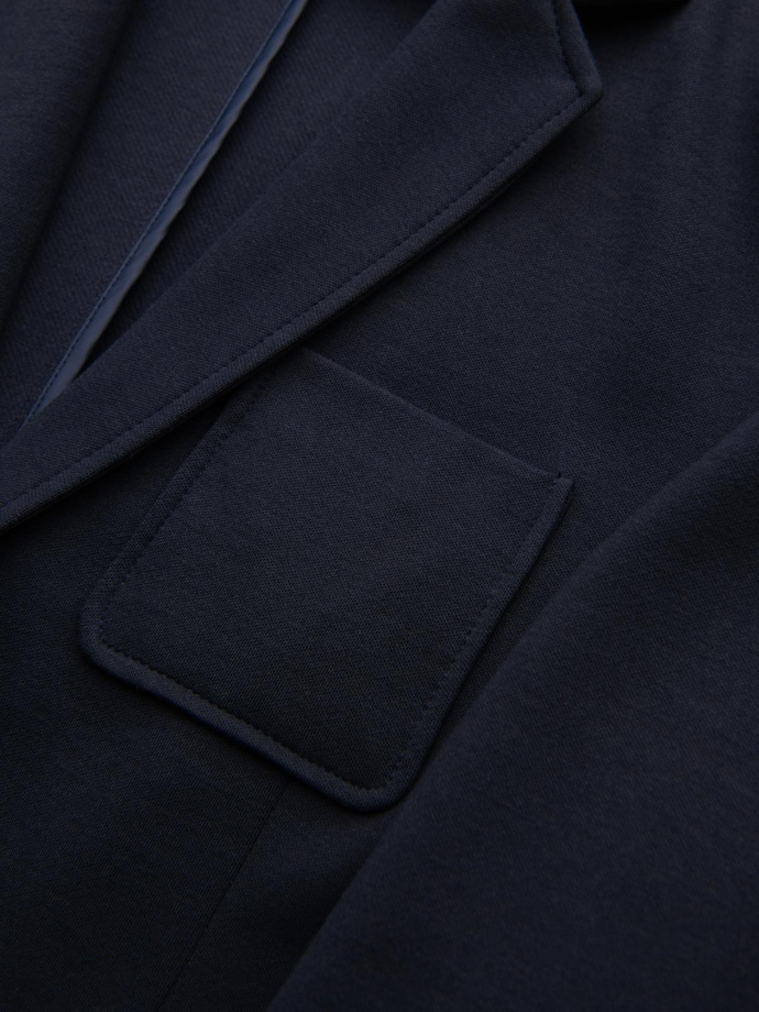 Men's SLIM knit jacket with subtle texture - navy blue V3 OM-BLZB-0101