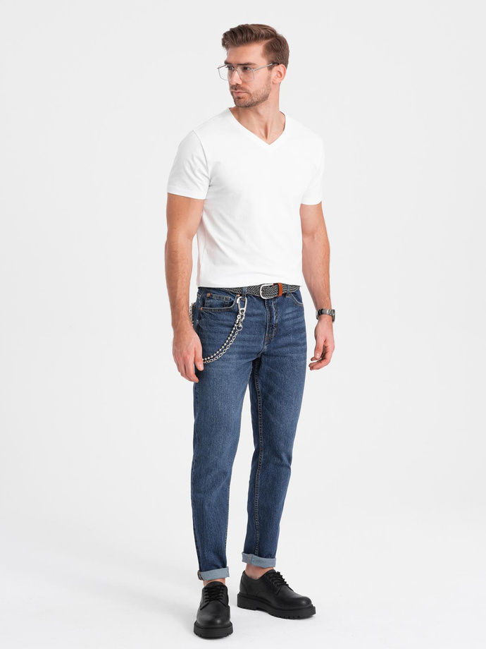 Komplet koszulek z dekoltem V i elastanem oraz subtelnym logotypem 3-pak – 3x biały V2 Z100