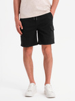 Men's cotton cargo shorts with elastic waistband - black V4 OM-SRCG-0190