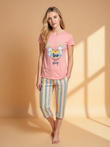 Women's pajamas ULR184 - pink and yellow