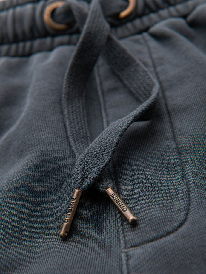 Dresowe krótkie spodenki męskie RELAXED FIT w stylu athleisure – grafitowe V3 OM-SRWS-0122