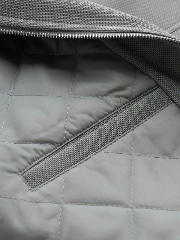 Men's biker jacket with pockets and collar - grey V3 OM-JALP-0157