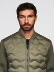 Men's quilted bomber jacket - dark olive green V3 OM-JALP-0141