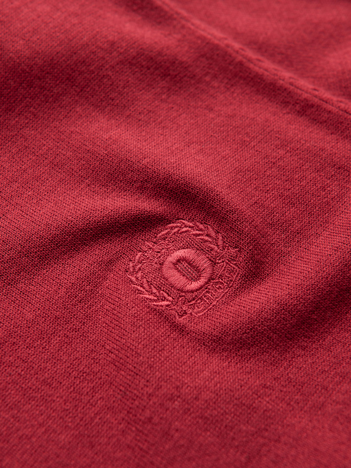 Męski elegancki sweter V-neck BASIC z wiskozą – czerwony V20 OM-SWBS-0107