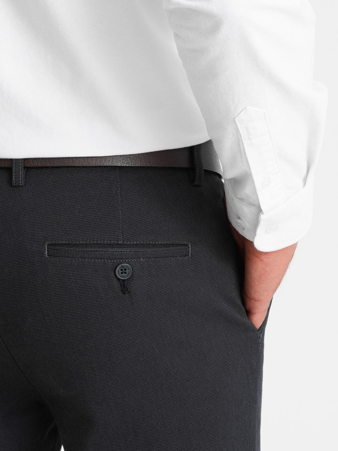Men's classic chino pants with fine texture - graphite V4 OM-PACP-0188
