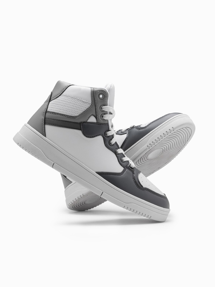 Buty męskie sneakersy z wysoką cholewką – szare V2 OM-FOSH-0139