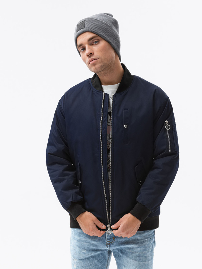 Men's mid-season bomber jacket  - navy C516