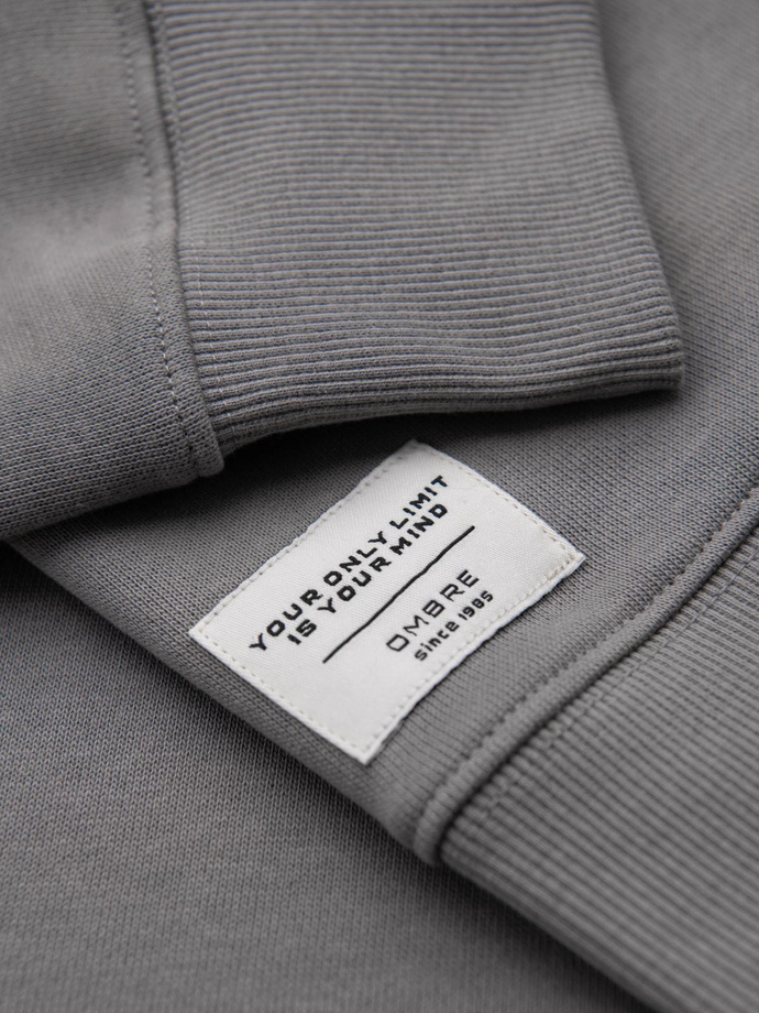 Bluza męska dresowa BASIC z okrągłym dekoltem - szara V8 OM-SSBN-0175