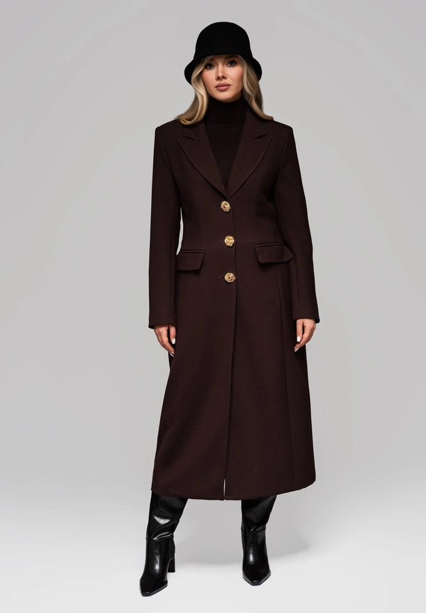 Women's waist coat with gold buttons LARICA OW-COLC-0103 v2 - brown