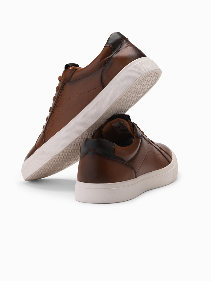 Men's eco leather sneaker shoes - brown V1 OM-FOCS-0179