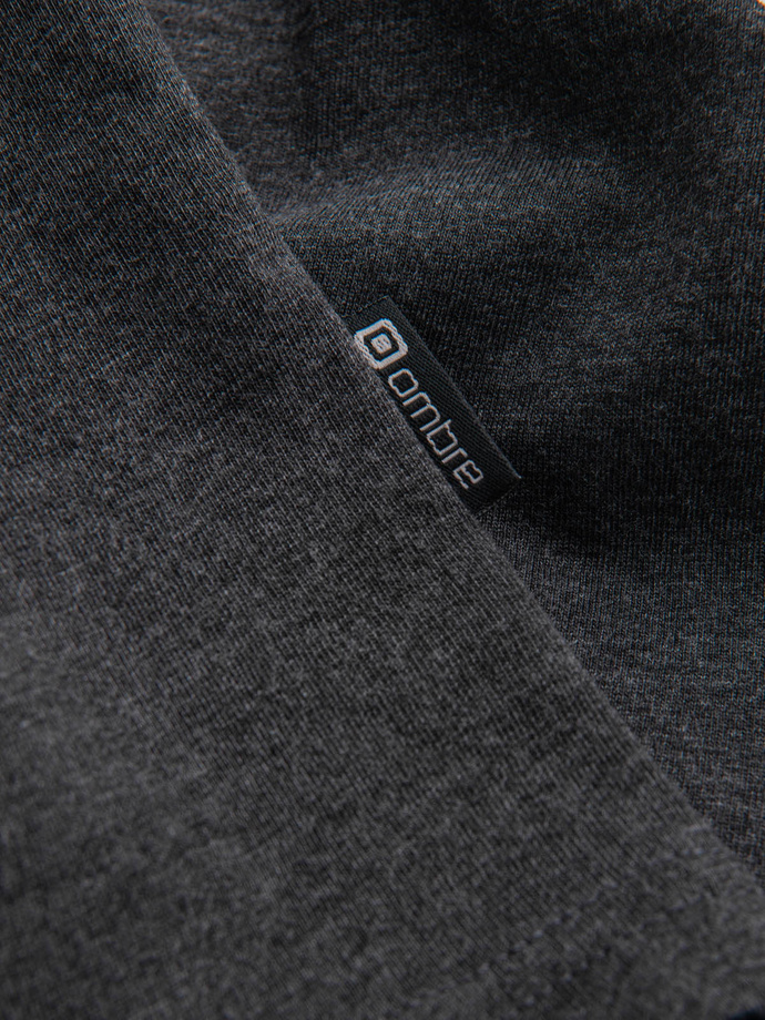 Męski t-shirt z rozpinanym okrągłym dekoltem henley – czarny V4 OM-TSCT-0155