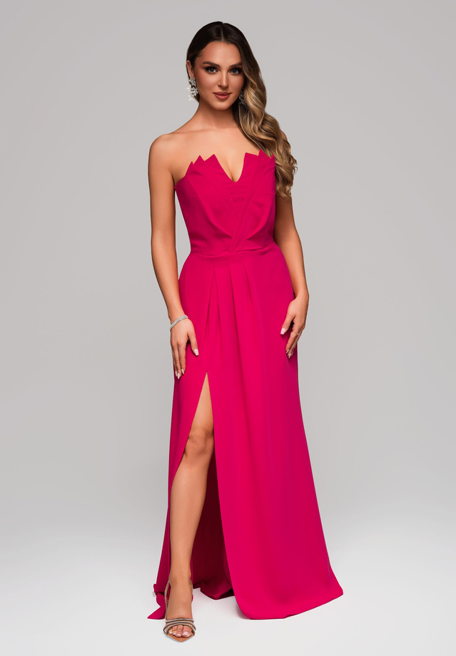 LA-OM-DLR083 Regular Fit raspberry evening dress
