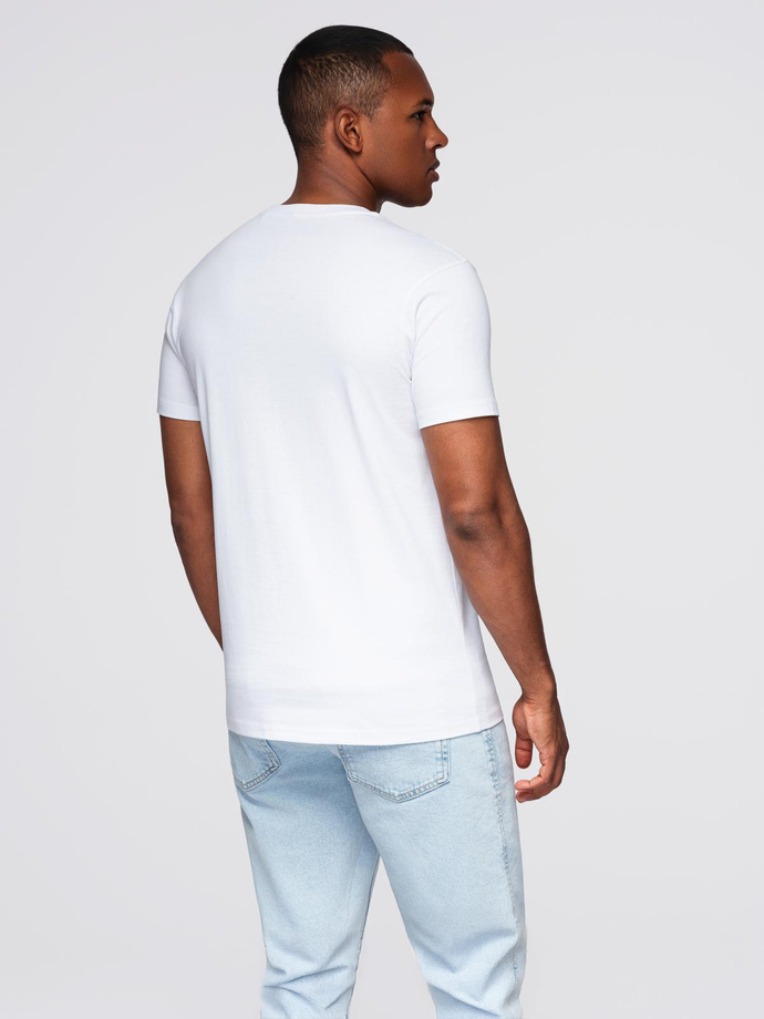 Men's REGULAR cut printed knit shirt - white V1 OM-TSPT-0231