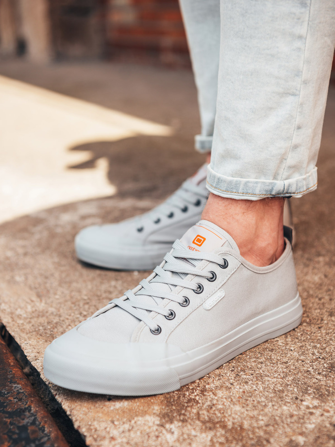 Men's short sneakers monocolor - gray V2 OM-FOSL-0116