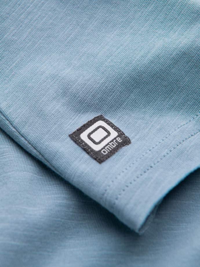 T-shirt męski z surowym wykończeniem – niebieski V4 OM-TSCT-22SS-004