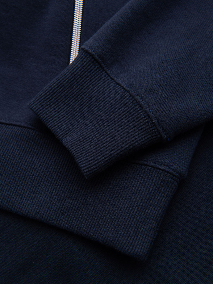 Men's sweatshirt with decorative zips on the front - navy blue V2 OM-SSNZ-0187