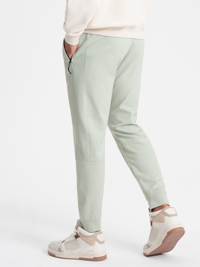 Men's elastic waistband sweatpants with stitching - mint V3 OM-PASK-0142