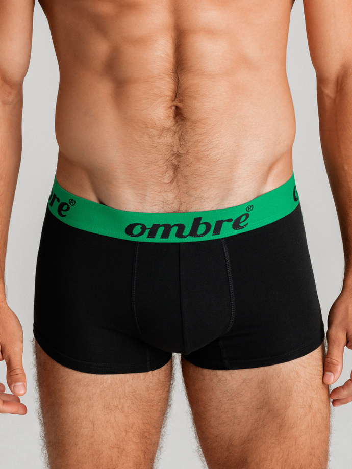 Men's cotton boxer shorts with contrasting elastic - 7-pack black V1 OM-UNBO-0100