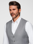 Fitted men's vest with rayon and marbled buttons - grey V3 OM-BLZV-0112