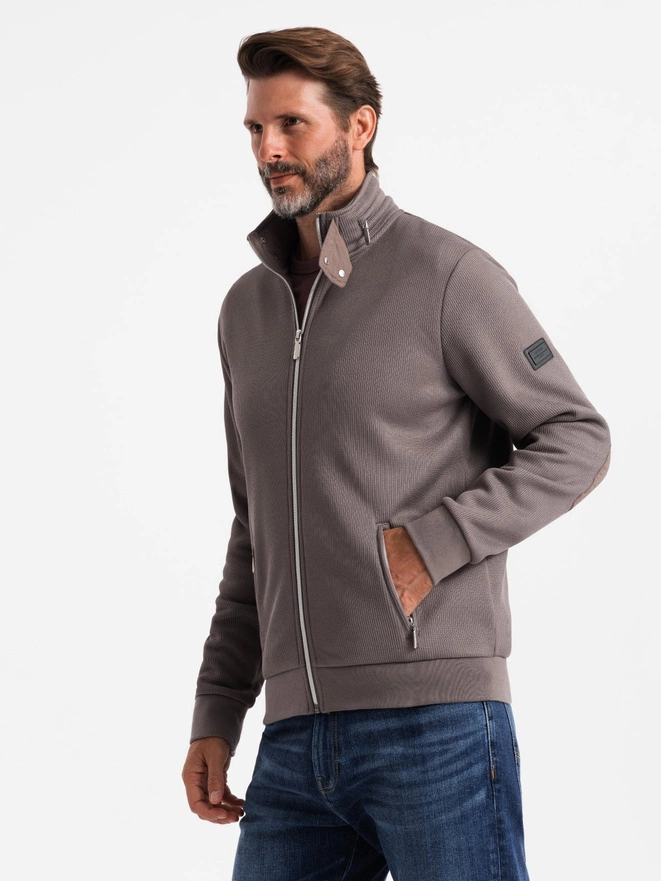 Men's jacket with high collar and fleece interior - ash V2 OM-JANP-0154