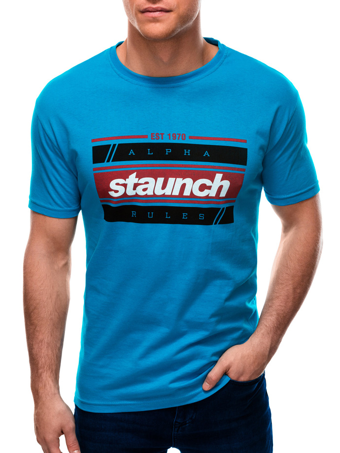 Men's printed t-shirt S1567 - light blue