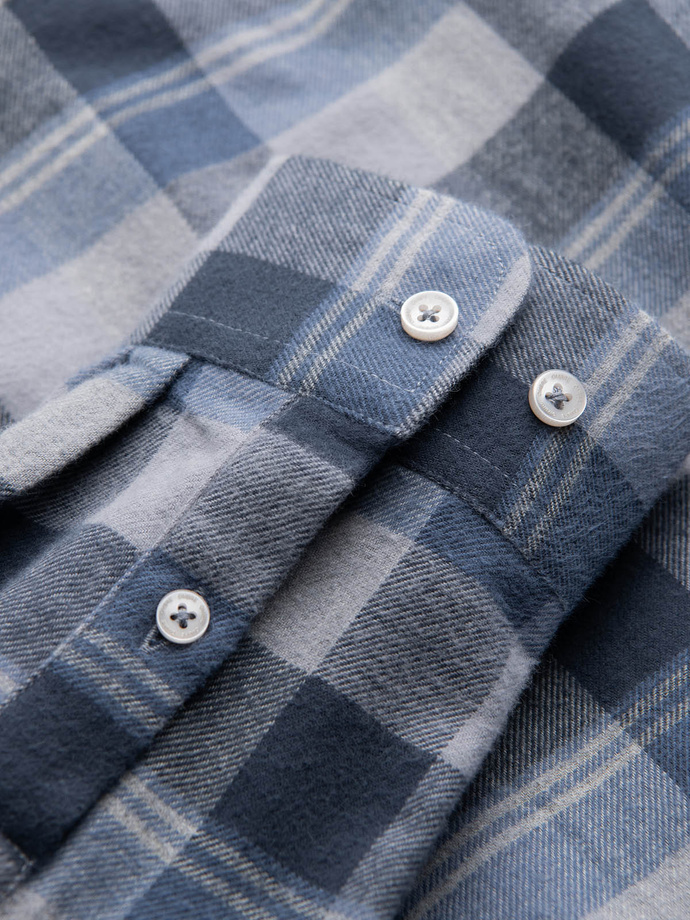 Men's plaid flannel shirt - blue-gray V1 OM-SHCS-0150