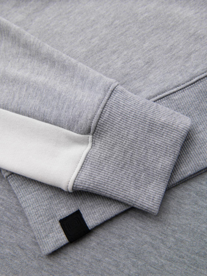 Men's sweatshirt with contrasting stripes and raglan sleeves - grey melange V2 OM-SSNZ-0200