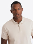 Men's polo shirt with zippered collar - cream V3 OM-POSS-0132 