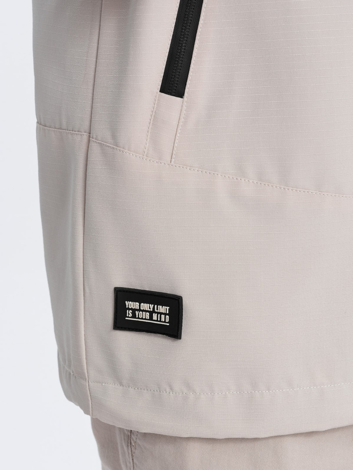 Men's transitional jacket with hood - brown V2 OM-JANP-0191