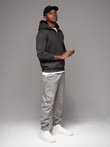 Men's knitted joggers with cargo pockets - light grey V4 OM-PAJO-0199