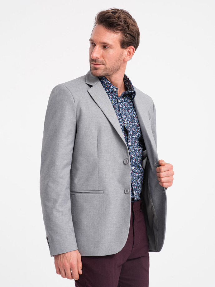 Classic men's jacket with pillowcase pocket - grey V1 OM-BLZB-0115