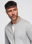 Men's pique knit bomber jacket - gray V4 OM-SSZP-0238