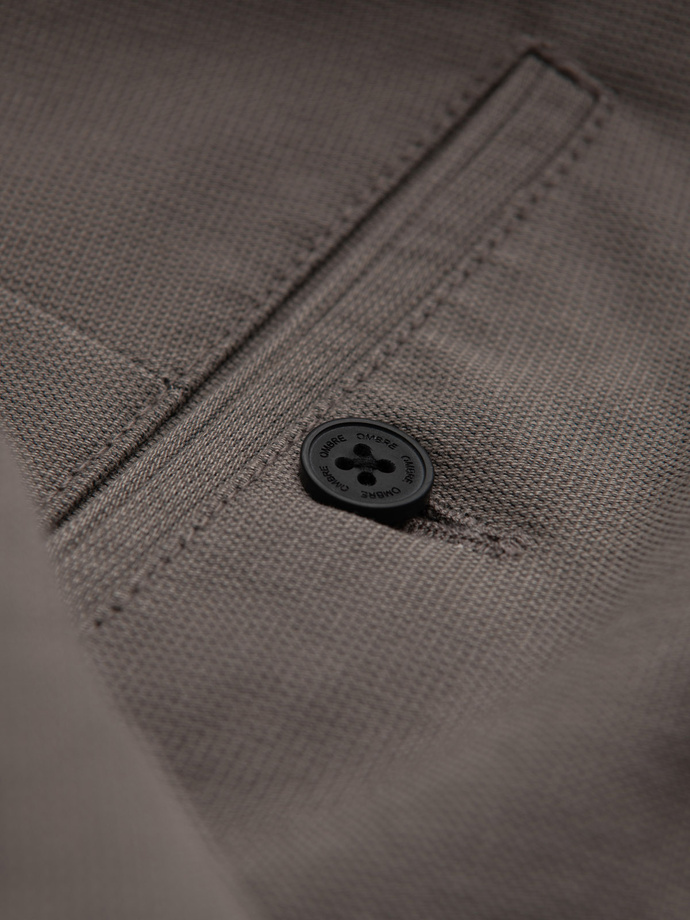 Classic men's chino pants with fine texture - dark beige V1 OM-PACP-0188
