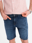 Men's denim shorts with classic cut - dark blue V3 OM-SRDS-0171