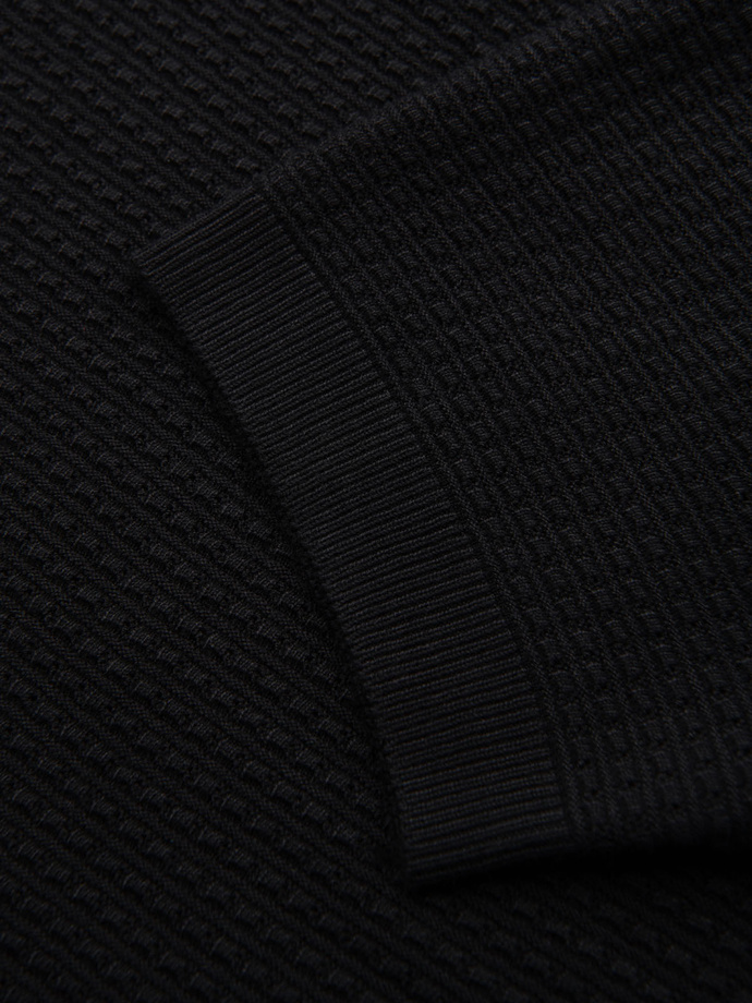 Dzianinowa koszulka męska polo bez zapięcia – czarna V3 OM-POSS-0157