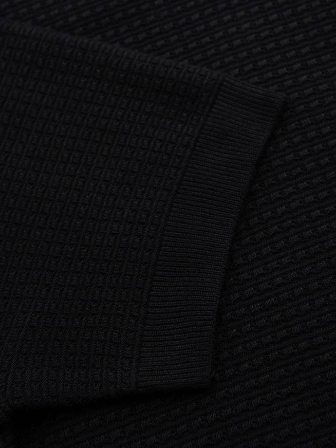 Męska strukturalna dzianinowa koszulka - czarna V3 OM-TSCT-0253