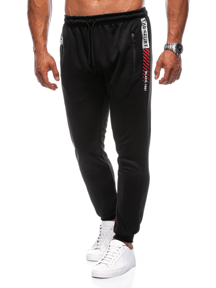 Men's sweatpants P1485 - black/red