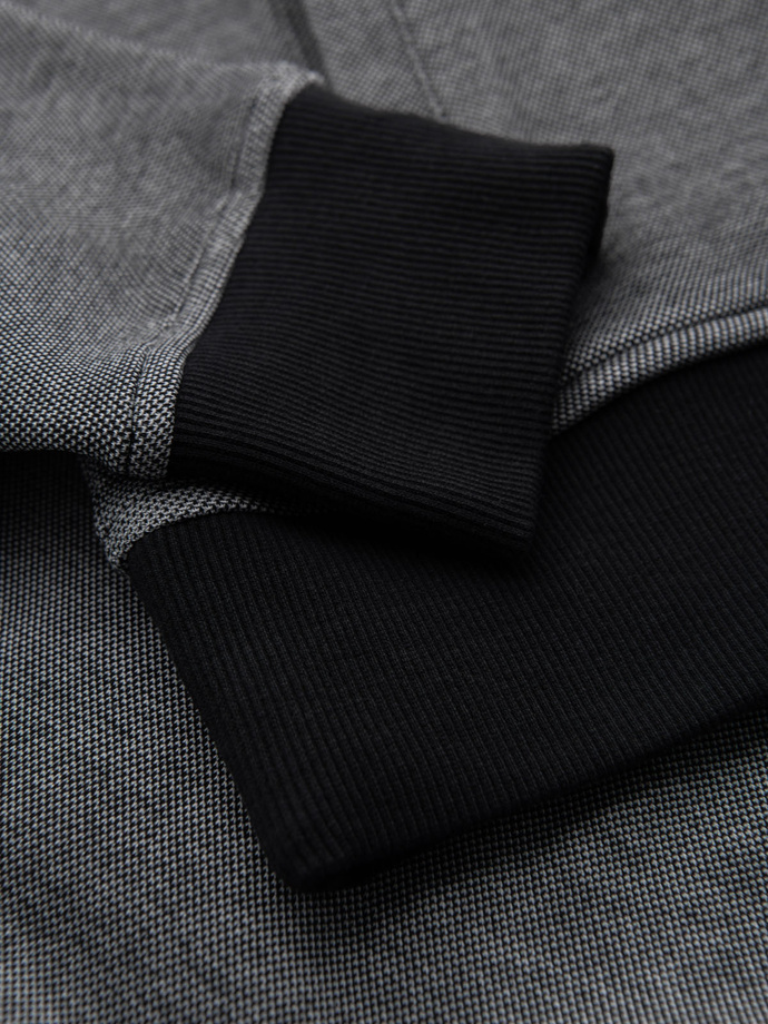 Men's pique knit bomber jacket - black V1 OM-SSZP-0238