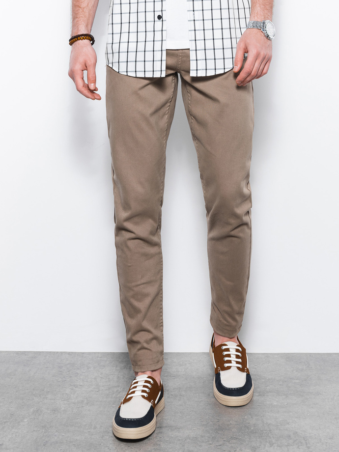 Men's pants chinos - dark beige P1059