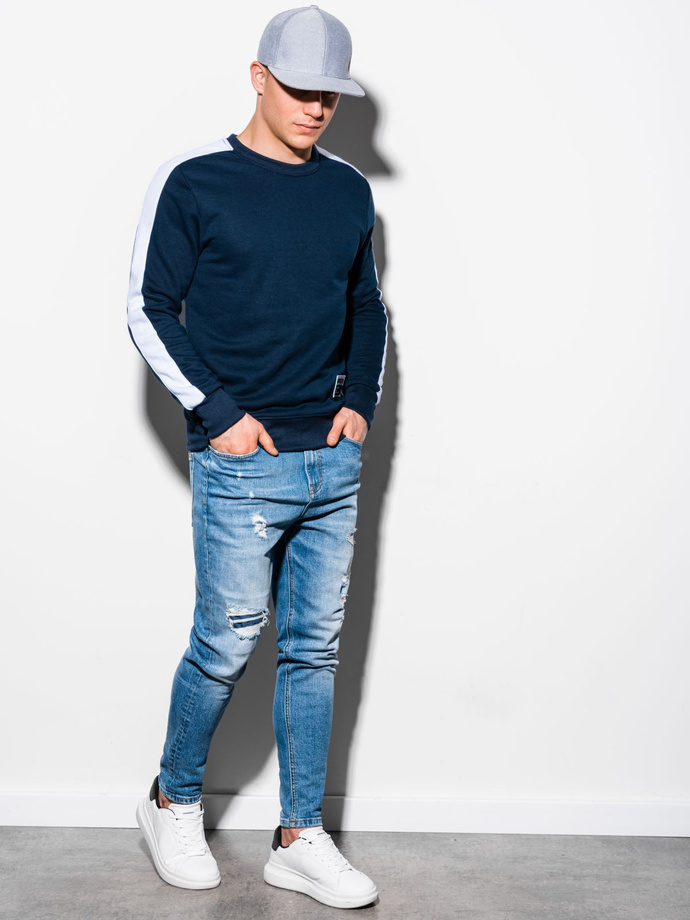 Men's hoodless sweatshirt OM-SSNZ-22FW-010 - V2 navy blue