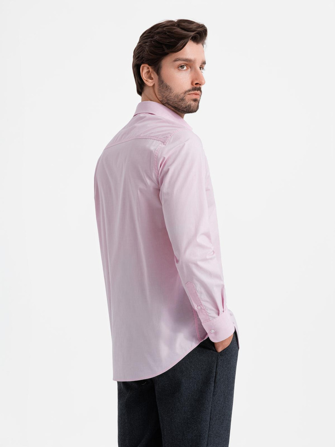 REGULAR cotton classic shirt - light pink V2 OM-SHOS-0154
