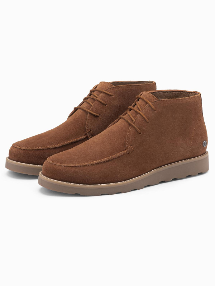 Men's suede ankle boots with thick sole - brown V2 OM-FOCS-0164 