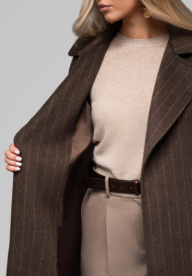 Women's striped bathrobe coat LARICA OW-COLC-0105 v1 - brown