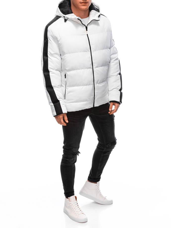 Men's quilted winter jacket - white V5 EM-JAHP-0101