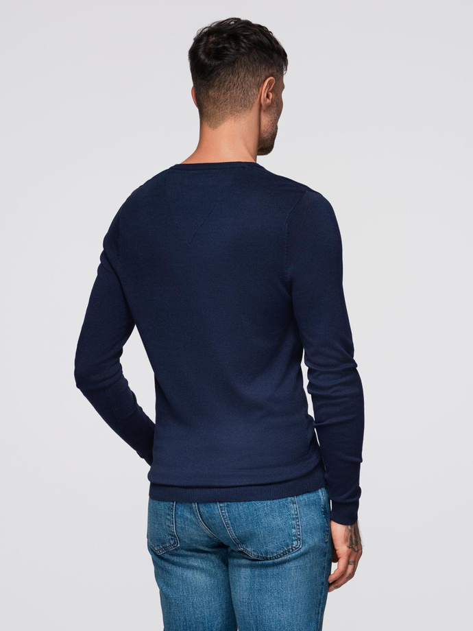 Elegant men's sweater with a v-neck - navy blue V22 OM-SWBS-0107