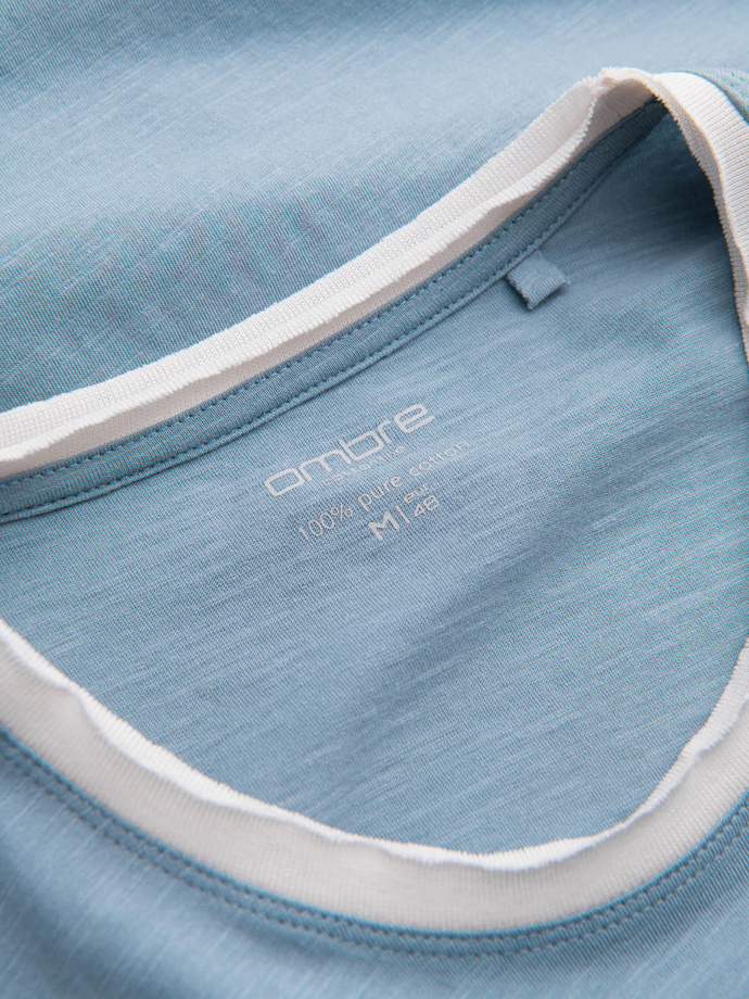 T-shirt męski z surowym wykończeniem – niebieski V4 OM-TSCT-22SS-004