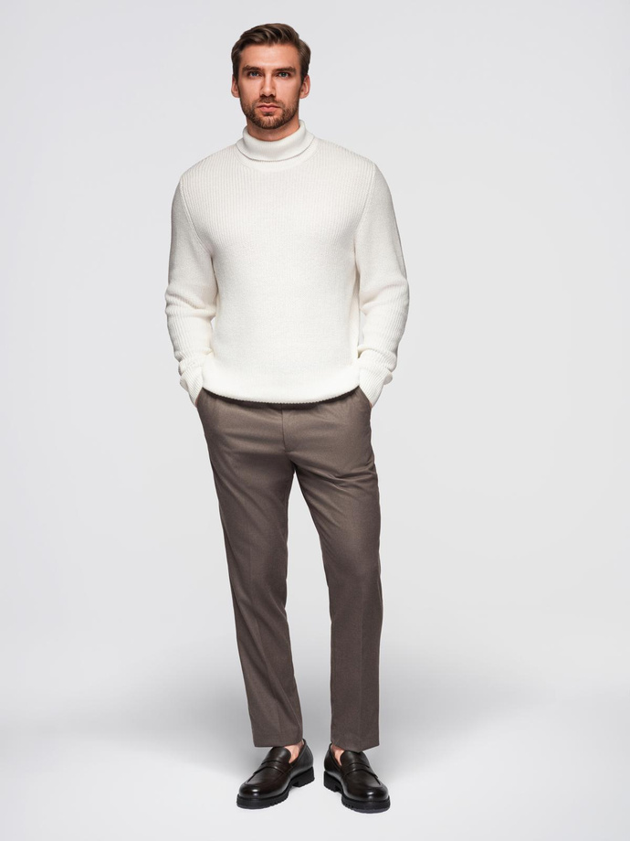 Classic men's cotton turtleneck sweater - white V3 OM-SWTN-0162