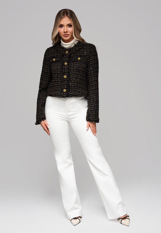 Women's jacket with wool and sequins OW-BLZB-0101 v1 - black