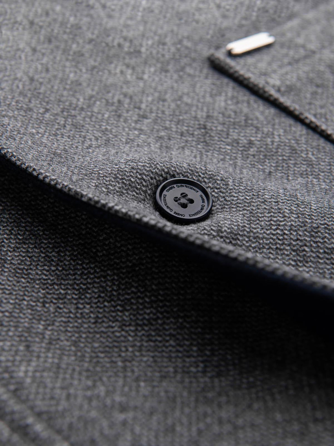 Men's melange long coat with hood - grey V1 OM-COWC-0122